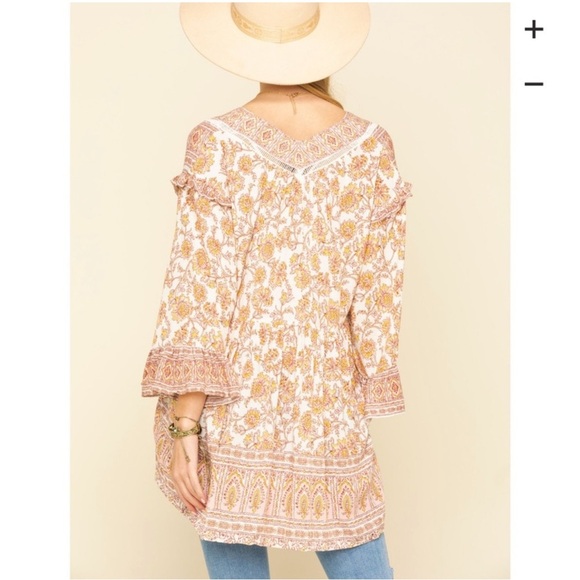 Free People Bohemian Floral Print Women's Oversized Tunic Top with Pockets - Picture 12 of 12
